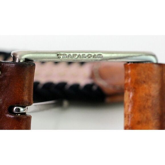 TRAFALGAR BROWN GENUINE LEATHER PINK BLACK ELASTIC GOLF CASUAL DRESS BELT 34(I41 - Picture 8 of 8